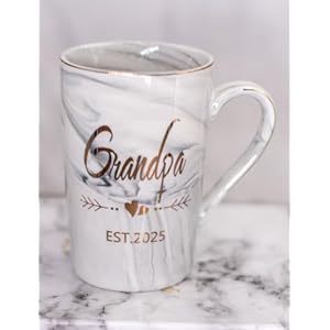 Grandma and grandpa est 2025 mugs new grandparent announcement first time pregnancy gifts coffee mug set elegant gifts for baby shower mothers day fathers day 125oz ceramic coffee cup  urban country home decor