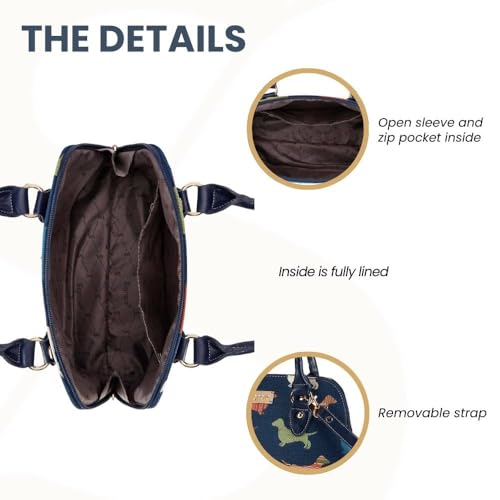 Signare Tapestry Hand Shoulder Bag Cross Body Purses Handbag Satchel Bag for Women In Dachshund Dog Design |CONV-DACH4