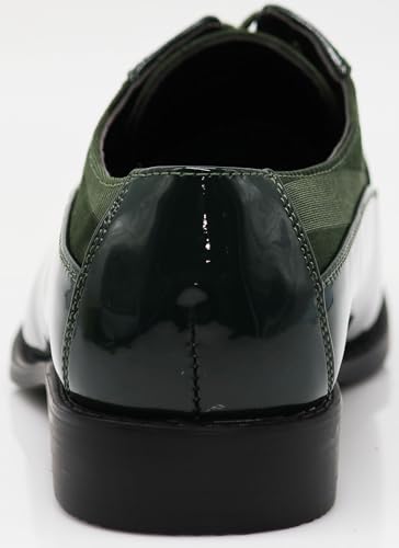 Image of BMY Men's Striped Satin Matching Patent Upper Oxfords Formal Dress Shoes