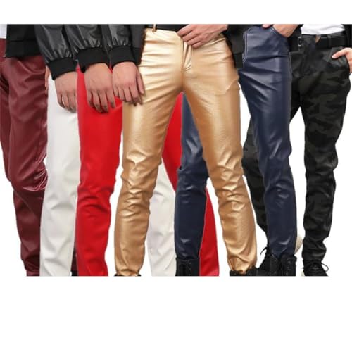 Men's PU Leather Pants Slim Fit Multicolor Casual Trousers Streetwear2