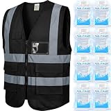 Chicingyou Cooling Vest with 8 Ice Packs, Summer Reflective Safety Vest for Adult, Hot Weather, Sports, Outdoor Activities(M,Black)