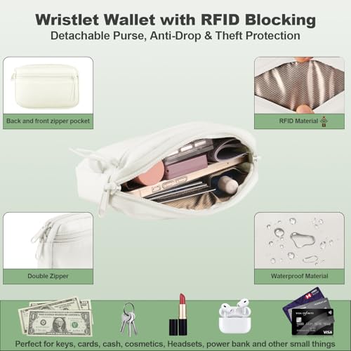 Image of YFWE Clip and Go Strap for Phone with Wallet Crossbody, Adjustable Phone Lanyard with Detachable RFID Wristlet Wallet & Ultra-Thin 360 Rotatable Metal Tabs for All Smartphones (Cream)