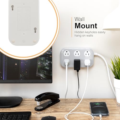 GE Surge Protector Power Strip, 6 Ft Braided Extension Cord