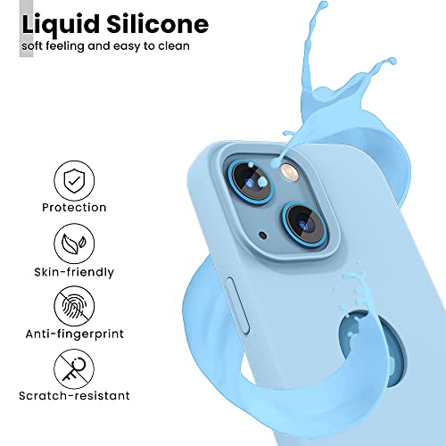 Image of Vaku Luxos Liquid Silicon Logo-Cut for iPhone 14 Plus Cover Case, Soft TPU, Shockproof, Scratch Resistant, 6 Feet Drop Protection, Compatible with iPhone 14 Plus Back Cover - Sierra Blue