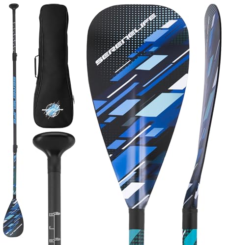 SereneLife Carbon Fiber Paddle Board | 70-86 Inches Adjustable SUP Paddle | 3-Piece Lightweight 60%...