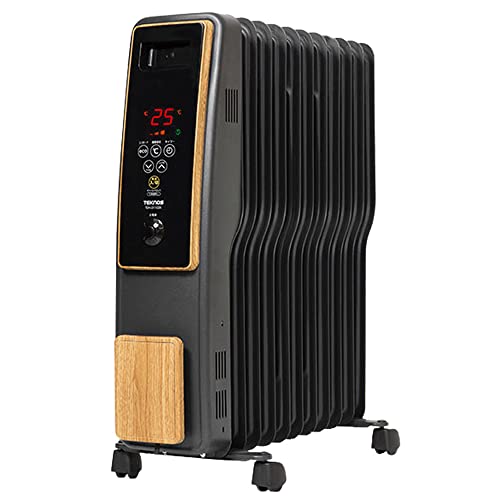iimono117 オイルヒーター 高性能 11枚フィン [ 8～10畳用 ] / タッチパネル ヒーター 500W 700W 1200W デジタル表示 S型フィン 暖房 電気ストーブ (木目)