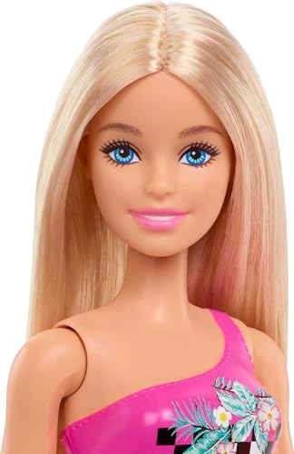 Muñeca Barbie Beach Doll con traje de baño rosa miniatura 2