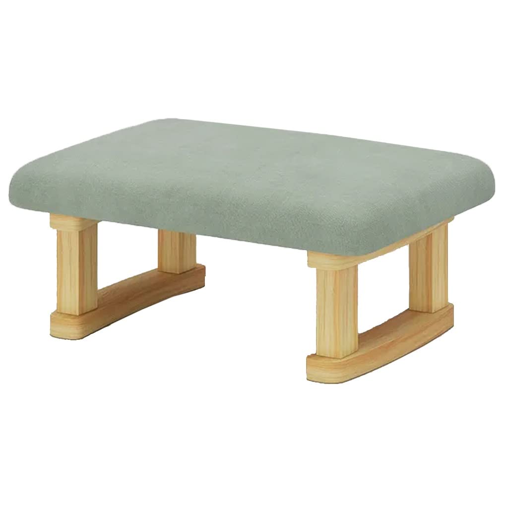 Ottoman avec pieds en bois et tabouret beige rembourré en lin de haute qualité