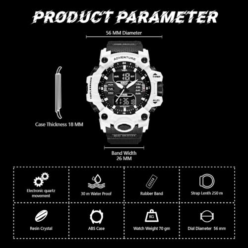 Image of V2A Bold & Big Dial Analog-Digital Sports Watch for Men | Multifunction Military Wristwatch | Gift for Men