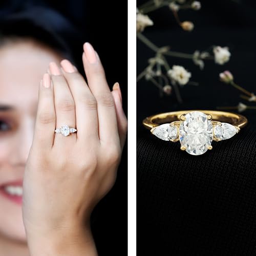 Certified Lab Grown Diamond 3 Stone Engagement Ring, Ef-Vs Quality, Diamond Past Present Future Ring - Ideal for Gift2