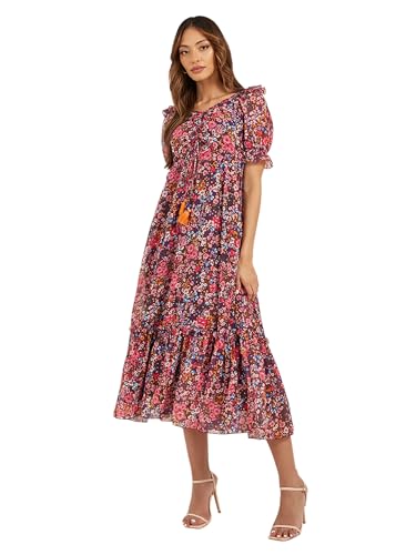 Image of Miss Chase Women's Round Neck Cap Sleeves Lace Knee -Long Skater Dress