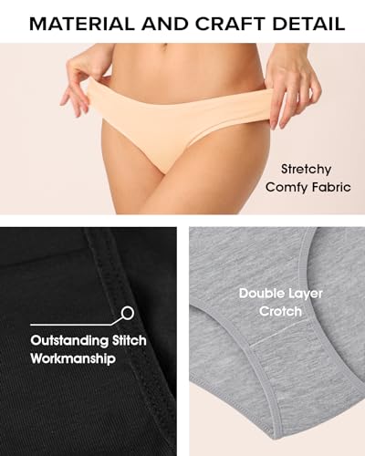 Image of la notte Women's Bikini Underwear Breathable Cotton Panties for Womens 6 Pack Ladies Stretchy Hipster Soft Briefs Panty