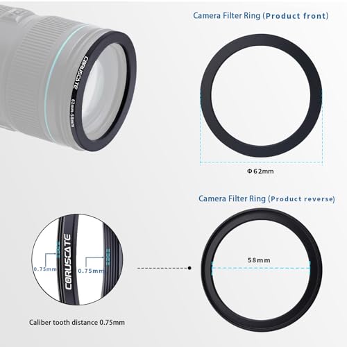 Adaptateur d'objectif 62mm vers 58mm pas de vis bloque resolu bague de conversion stable - 3