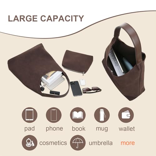 Image of Leather Bag for Women Hobo Bag Handle Handbag Soft Shoulder Purse Large Handbag for Everyday Travel Durable Purse