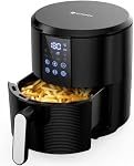 Kitcher Air Fryer, 3.5 Quart Hot Air Fryers Oven with 8 Presets LED Touch Digital Screen Nonstick Fry Basket Adjustable Temperature Timer 50 Recipes Cookbook
