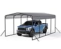Lyromix 12x20 FT Heavy Duty Metal Carport, Outdoor Metal Carport Canopy with Additional Diagonal Bars and 4 Support Feet, Car Port Garage Galvanized Shelter for Car, Boat and Tractor