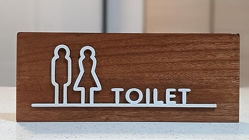 Panneau de porte « The Toilets » en bois et acrylique autocollant