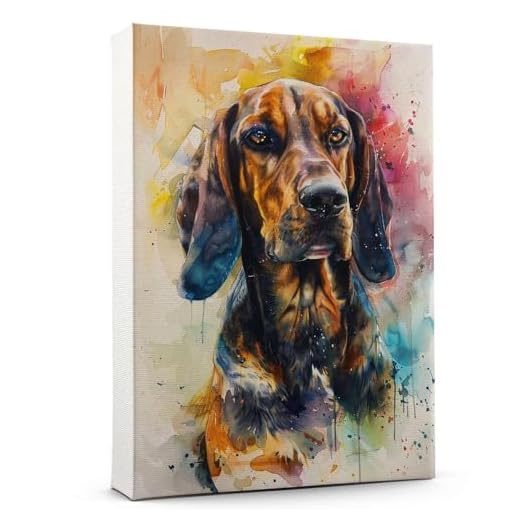 HTT Bavarian Mountain Scent Hound Dog Wall Art Farmhouse Decor Poster Printed Bavarian Mountain Scent Hound Dog Pictures Wall Decor Modern Artwork Decorations for Bedroom Office Living Room
