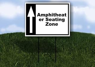 Amphitheater Seating Zone Black White Up Arrow 1 Double Sided 18x24 in Yard Road Sign w/stand
