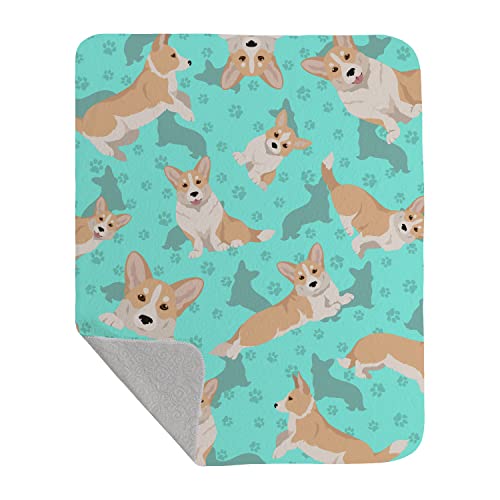 Caroline's Treasures MLM1047LQB Fawn Cardigan Corgi Quilted Blanket 50x60 Artwork Pattern Quilted Throw Blanket for Bed, Couch, Sofa, Soft and Lightweight