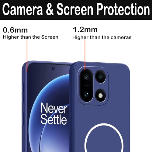 Image of amazon basics Back Cover for OnePlus 15 5G | Ultra Slim Soft Rubberised Case | Magsafe Logo Printed (Not Magsafe Compatible) | Camera Protection - Blue