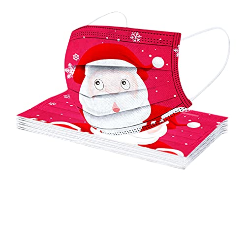 Achimlt 50 Pièces Adulte Mixte Noël imprimé Jetable Bouche Visage Coton,Tissu Non Lavable,Non Réutilisable pour Cyclisme Camping Voyage (C22, 17.5x9.5cm) Cover