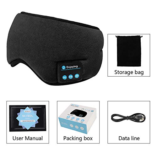 SKYEOL Bluetooth Sleeping Eye Mask Headphones, 5.3Wireless Bluetooth Headphones Adjustable&Washable Music Travel Sleeping Headset with Built-in Speakers Microphone Hands-Free for Sleeping (Black) SKYEOL Bluetooth Sleeping Eye Mask Headphones, 5.3Wireless Bluetooth Headphones Adjustable&Washable Music Travel Sleeping Headset with Built-in Speakers Microphone Hands-Free for Sleeping (Black)