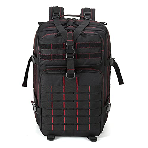 Lhi Tactical Military Backpack Large Army 3 Days Assault Pack Molle Backpack Bug Out Bag For Camping - Black With Red Line #TOP2
