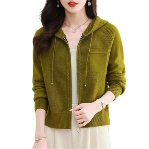 Women Cardigan Sweater Jacket Loose Zipper Hooded Casual Cashmere Knitted Sweater Coat