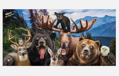 Wilcor Wildlife Selfie 30"x60" Beach Towel Dog Thin 100% Cotton Velour Bear Deer Moose