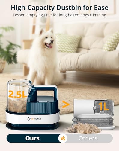 PETEMPO Aspirador de cuidados para cães, kit de cuidados com cães 9 em 1 e sucção a vácuo de pelos d