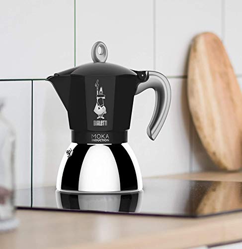 Bialetti New Moka Induction Coffee Maker Moka Pot,Aluminium,Black: Italian Made,4 Cup 200 Ml #TOP2
