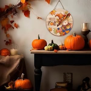 Hello Fall Autumn Scarecrow Door Sign for Porch Pumpkins Maple Leaf Wood Hangers Farmhouse Door Sign for Front Door Decor Seasonal Home Decorations Autumn Wall Hanger Sign Hello Fall Autumn Scarecrow Door Sign for Porch Pumpkins Maple Leaf Wood Hangers Farmhouse Door Sign for Front Door Decor Seasonal Home Decorations Autumn Wall Hanger Sign