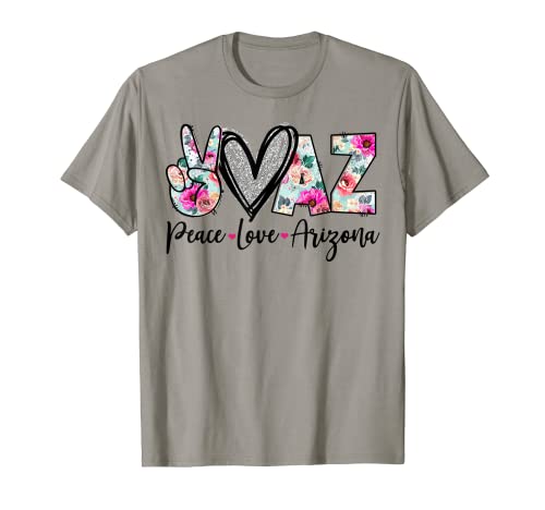 Peace Love Arizona Vinatge Floral Arizona Lovers T-Shirt