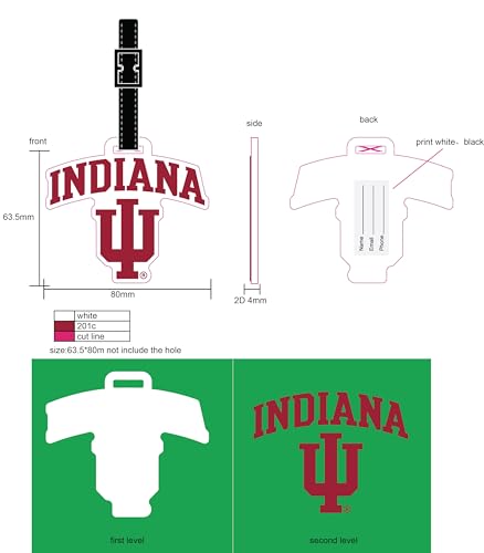 Desert Cactus Indiana University Luggage Tag PVC – Official IU Bloomington Hoosiers Travel ID Tag for Suitcases, Bags, and Carry-Ons (Design A)