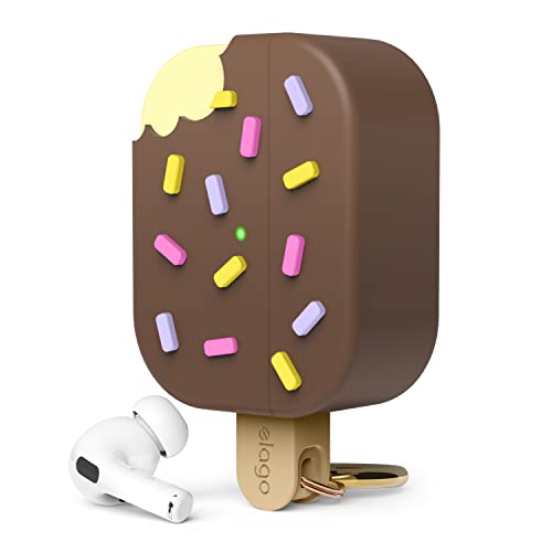 elago Cover Gelato Compatibile con AirPods Pro 2 Custodia - Compatibile con AirPods Pro 2a Generazione, Moschettone Incluso, Supporta la Ricarica Wireless, Protezione Completa (Cioccolato)