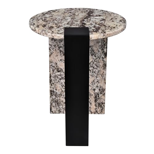 JONATHAN Y Lyra Modern 20" Round Marble Accent Table, Asymmetrical Side Table with Natural Stone Slab and Black Iron Base for Living Room and Bedroom, Ivory and Black MTB1100A by JONATHAN Y - Image 6