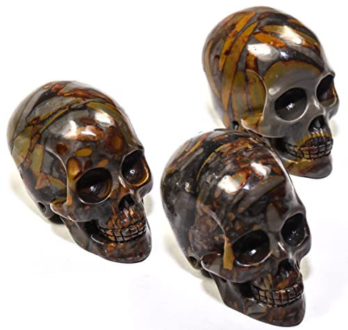 1PC 45mm Bamboo Leaf Jasper Human Skull Polished Natural Hand Carved Gemstone Snak Jade Fossil Crystal Mineral Decorative Figurine Specimen - China