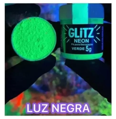 Corante Pó Glitz Neon Verde Brilha Na Luz Negra