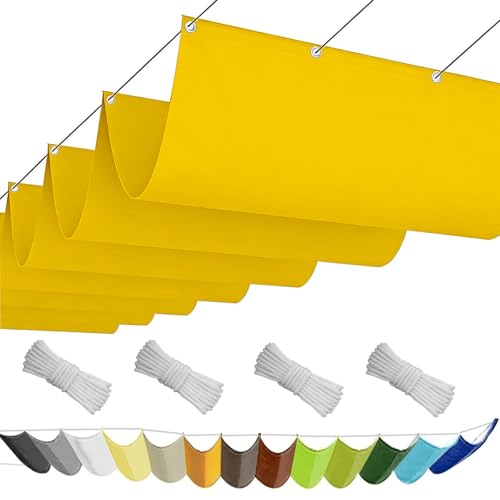 Voile d'ombrage vague rétractable 1.2x8m jaune en polyester PES 180g