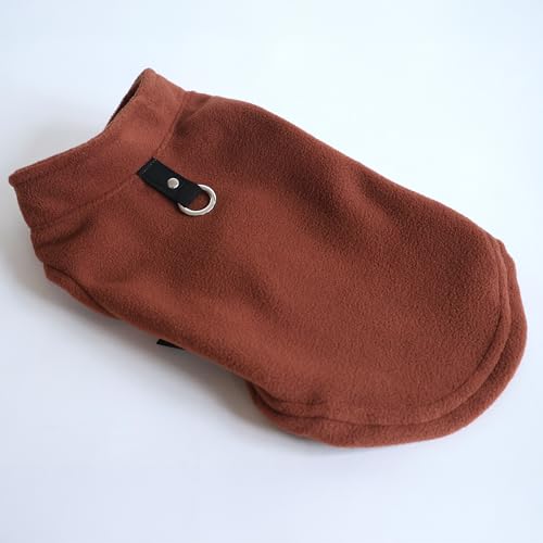 Image of JACKO & CO - Fleece Vest Dog Sweater with Leash Ring - Soft, Warm & Lightweight Pullover Coat for Small & Medium Dogs, Puppies & Cats - Cozy Fall /Winter /Spring Pet Jacket (Chocolate Brown, M (6-10lbs)