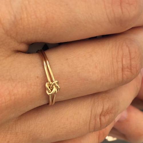 Ellie J Maui Handmade Double Love Knot Ring, 14k Yellow Gold Filled Jewelry, Mothers Day, Anniversary, Birthday, Promise Ring, Senior, Gift for Her, Graduation, Sweet 16, Friendship, Size 64