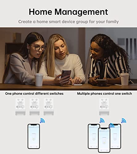 Wi-Fi Relay Switch, Linptech Wireless Remote Voice Control Light Switches, Tuya Smart Circuit Breaker Outlet Timer Compatible With Alexa & Google Assistant For Home Led Ceiling Lights, No Hub Required #TOP5