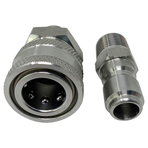 Essential Washer Pressure Washer Fittings Stainless Steel Quick Connect Coupler Socket/Plug Adapter Set (Qc Socket/Plug Set - 3/8 Inch M-Npt) #TOP2