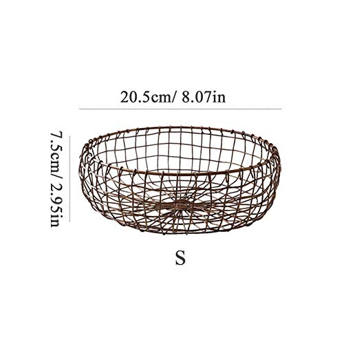 Hinmay Retro Iron Fruit Basket, Handcrafted Rustic Farmhouse Wire Fruit Bowls Vintage Style Countertop Basket Bread Snack Vegetable Storage Basket For Kitchen Table Dining Decoration #TOP5