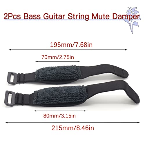 Cheerock 2Pcs Bass Guitar String Mute Damper, Cotton Bass Guitar Fret Wrap Mute, Adjustable Guitar String Dampener, Bass Guitar Accessories #TOP2
