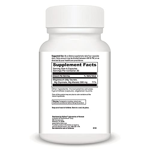 Davinci Laboratories Tri-Mag 300Mg Magnesium Taurate Glycinate Malate Support Supplement, 120 Capsules - Vegetarian, Non-Gmo Ingredients #TOP2