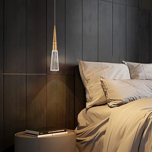Masivel Pendant Light Fixtures, Led Crystal Pendant Lights, Cone Crystal Hanging Light, Adjustable Height, Modern Brushed Brass Pendant Lighting For Kitchen Island Dining Room #TOP4