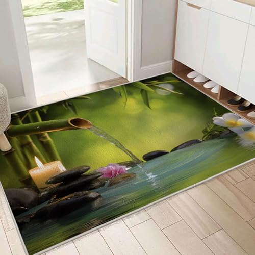 Tapis de salon forêt de bambous 60x90cm avec envers antidérapant
