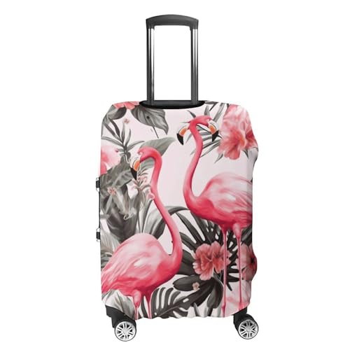 Flamingo Floral Printed Luggage Cover, Washable Elastic Suitcase
